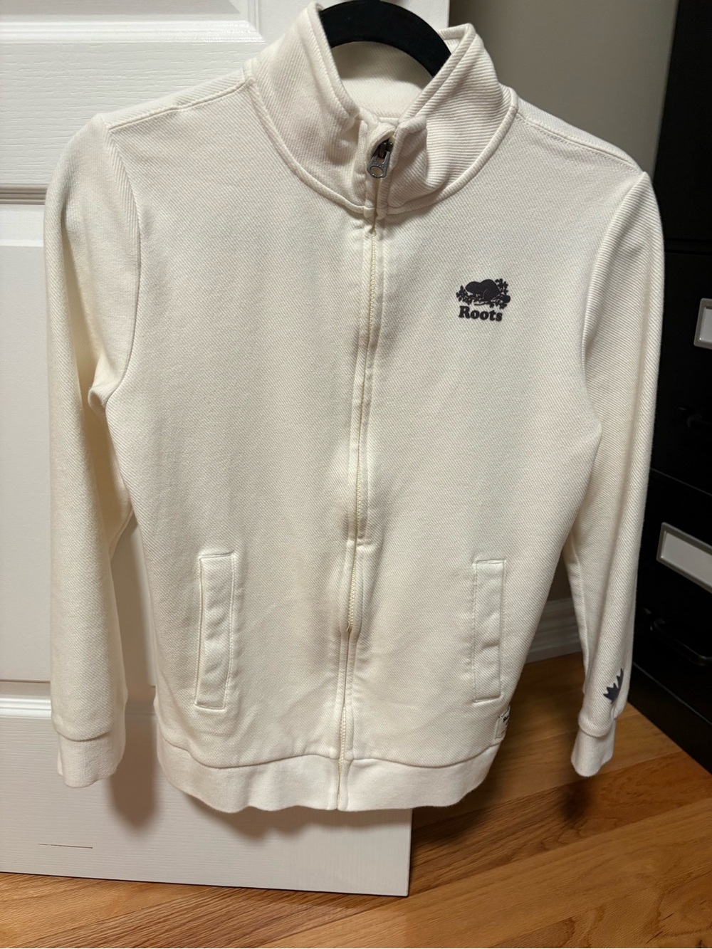 Roots Girls Off-White Zip Front Logo Jacket